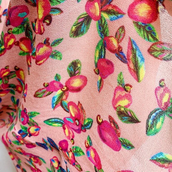 FARM Rio RARE Pink Wrap Tie Dress Mango Tropical - Picture 13 of 16